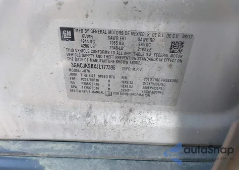 2018 Chevrolet Trax Ls из США, поврежденный, VIN 3GNCJKSBXJL177395